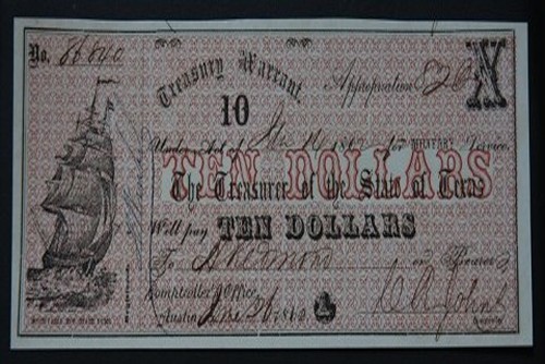 $10 1864 Austin State of Texas