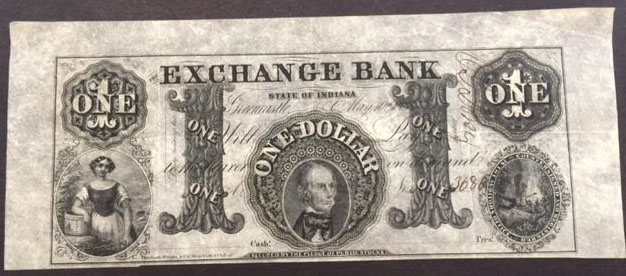 1854 Exchange Bank Green Castle State of Indiana 