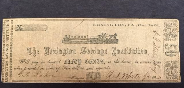 50 c 1863 Lexington savings Institute Lexington VA
