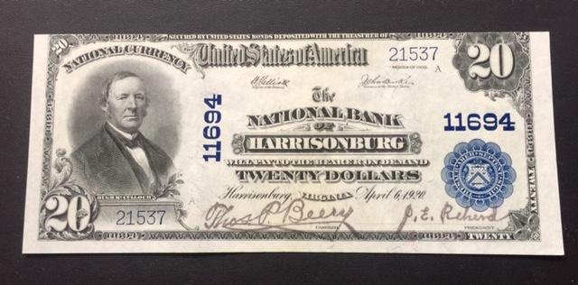 $20 1902 National Bank of Harrisonburg VA